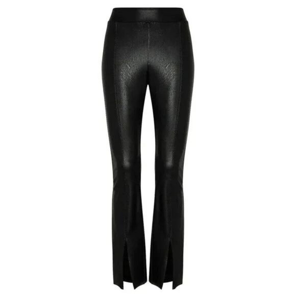 Commando Faux Leather Split Front Pants Size L Black Stretch Pull On NEW $129 - Picture 2 of 7